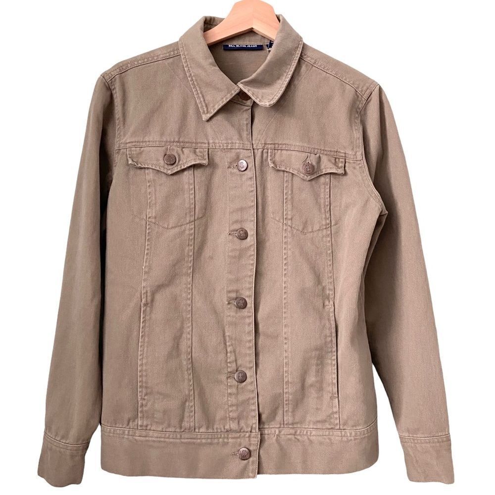 Vintage Bill Blass Denim Jean Jacket In Olive Green Size Medium